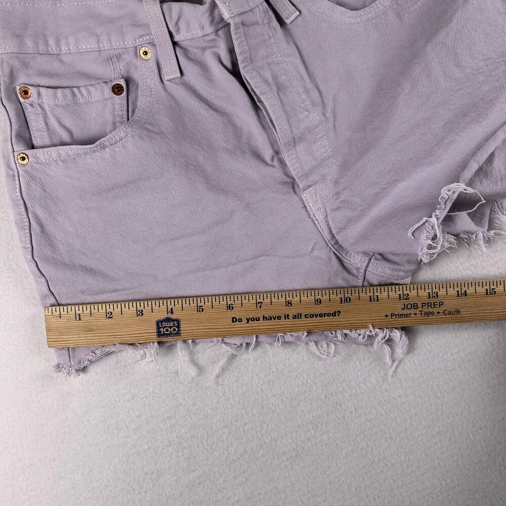 Levi's 501 Shorts Womens 30 Purple Denim High Rise Cutoff Button Fly Raw Hem